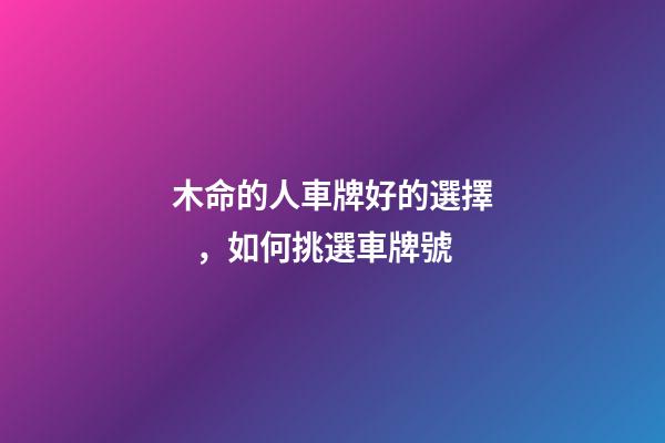 木命的人車牌好的選擇，如何挑選車牌號